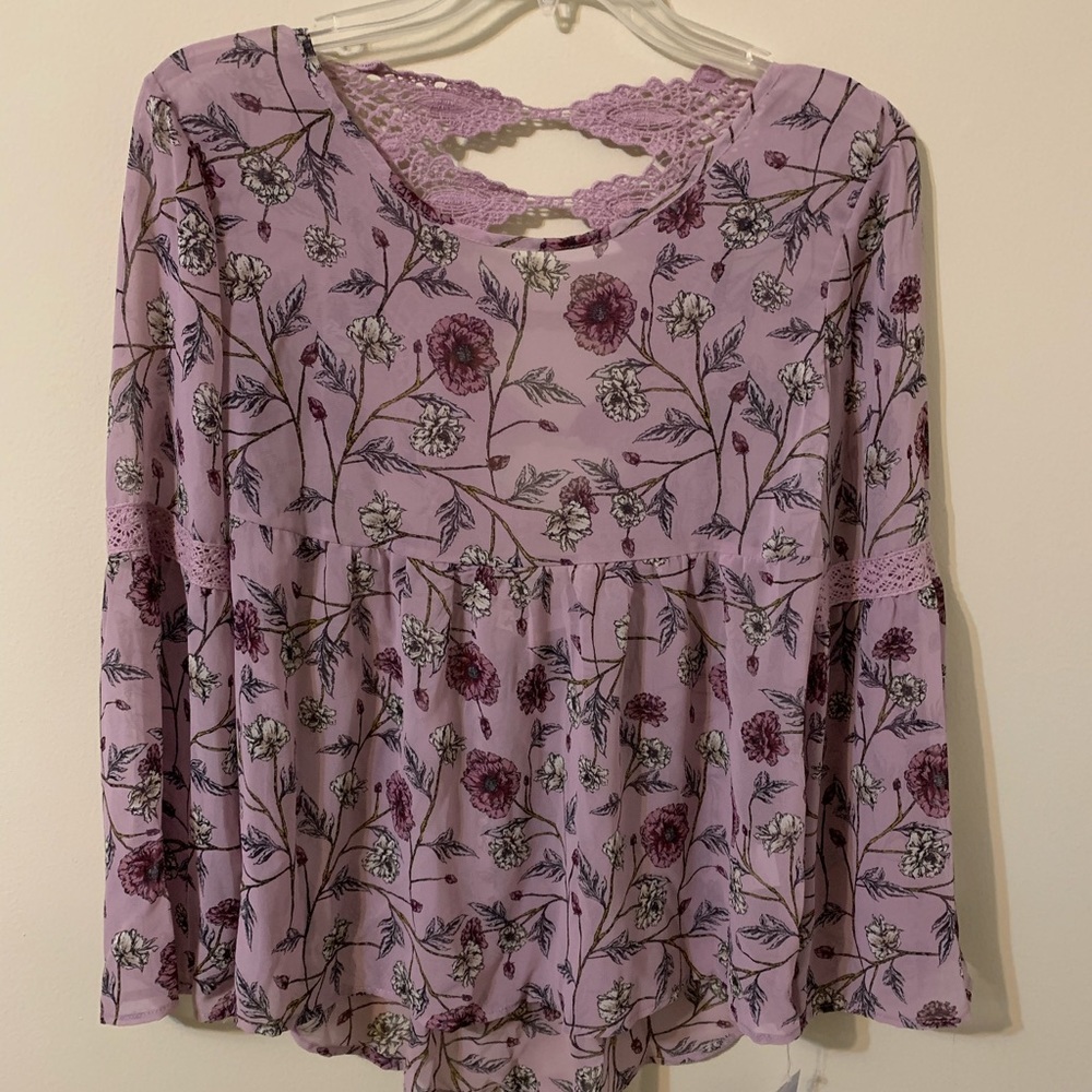 JOLT Sheer Floral Top size Large